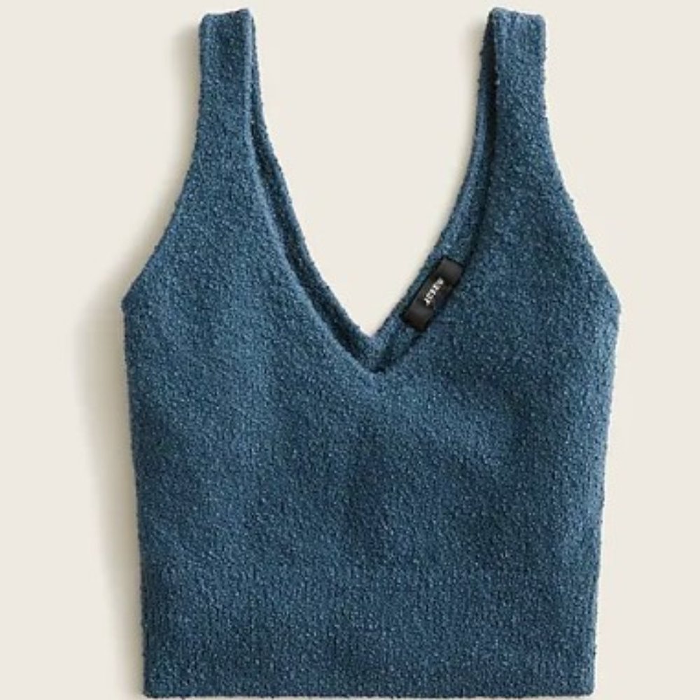 J Crew Spring 22 Cotton bouclé cropped sweater-tank -Matching Cardigan available